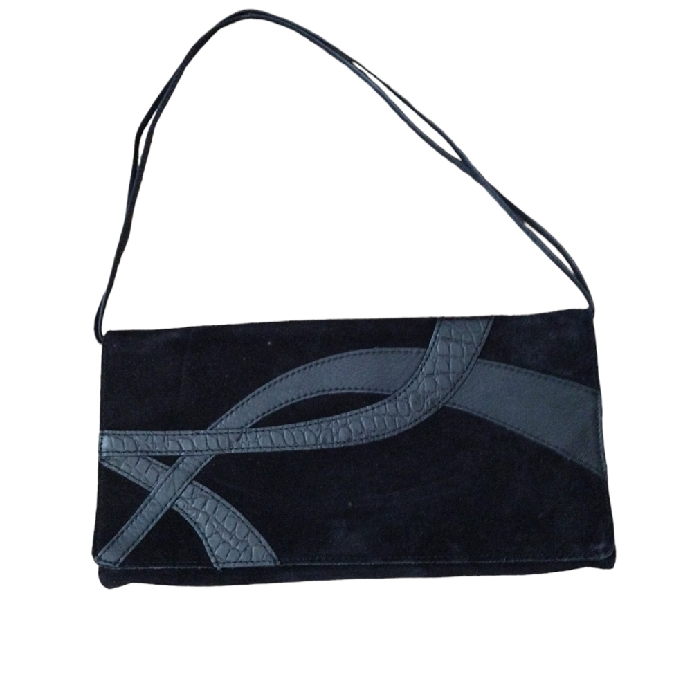 Banana Republic Y2K Cow Split Leather Black Handbag